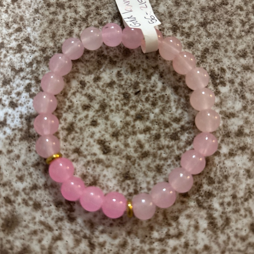 NWT Handcrafted Pink Beaded stretch Bracelet